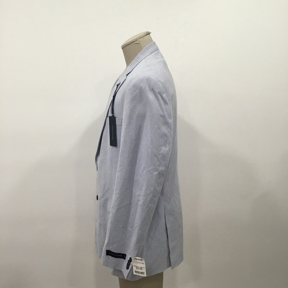 Tommy Hilfiger Mens Blazer Sports Coat Sear Sucker Blue Striped L44 Nautical - Picture 2 of 16